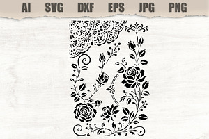 Stencil Vintage Rose Floral Ornament