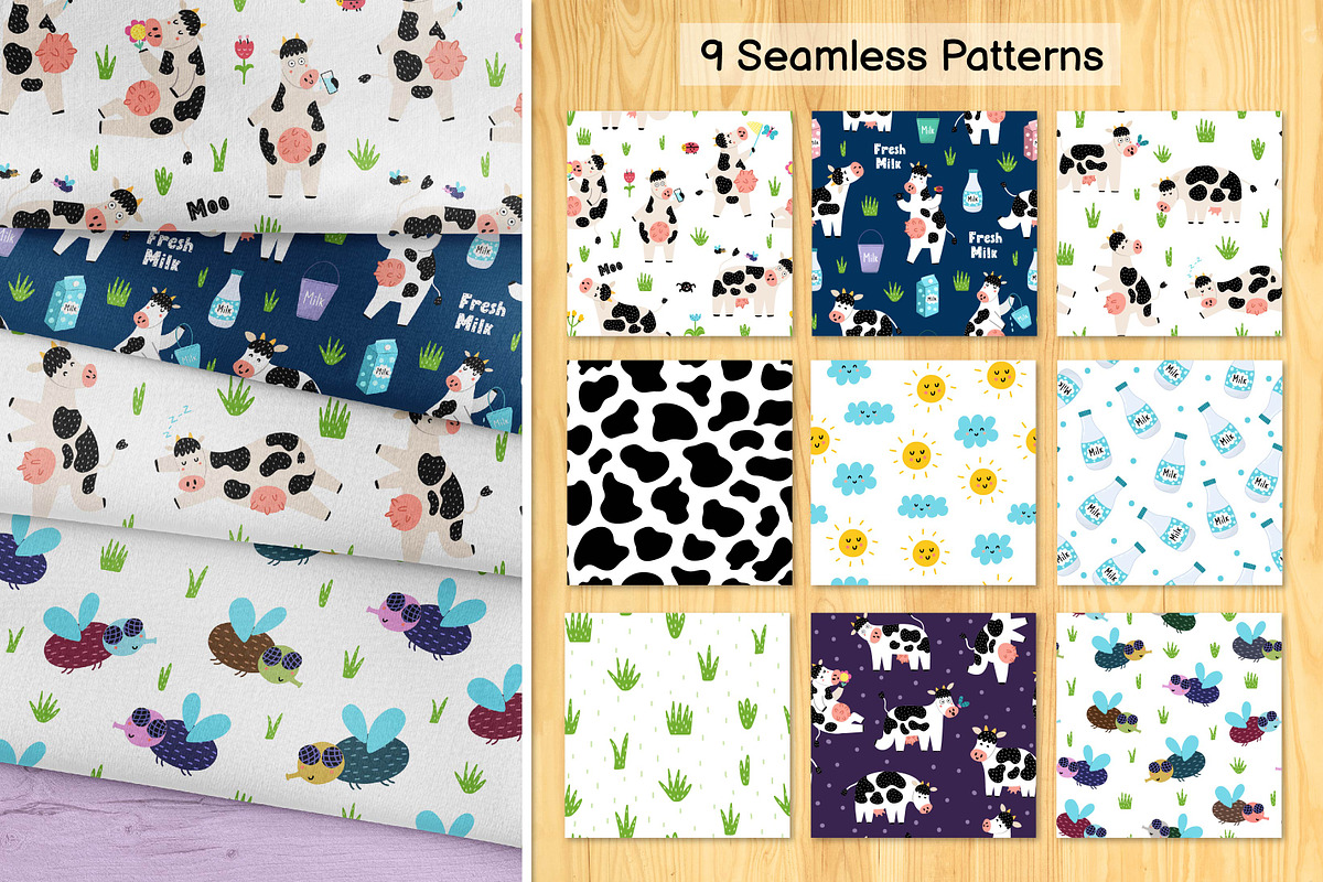 Moo Collection - Clipart & Patterns, an Animal Illustration by Gulnara Sabirova (Photo 10 of 12)