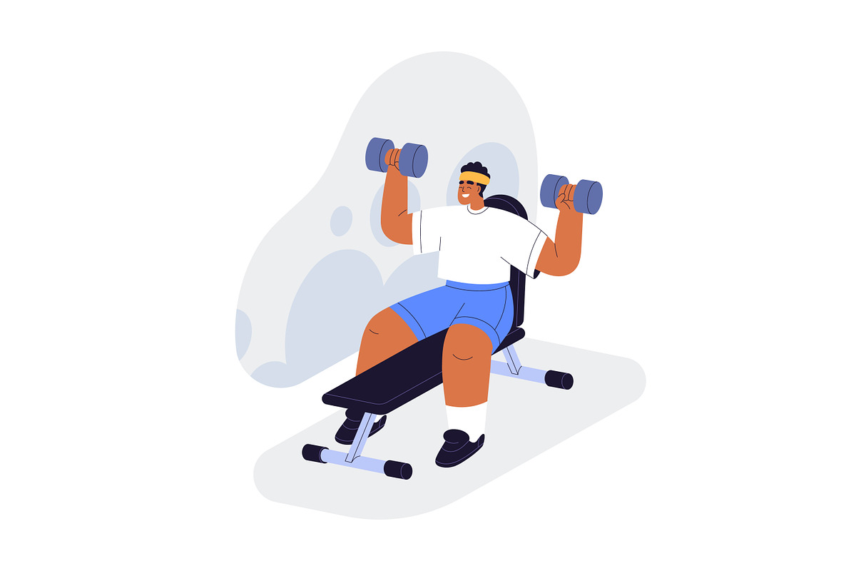 People do sport exercises in gym set, a Sport Illustration by Good Studio (Photo 15 of 15)