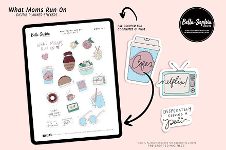 What Moms Run on Digital Sticker Set