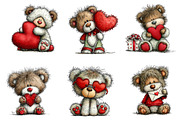 Whimsical Valentines Bear Clipart, an Illustration by Dream Creation (Thumbnail 2 of 6)