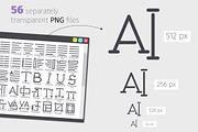 Text Line Icons Set, an Outline Icon by Voysla's Shop (Thumbnail 3 of 4)