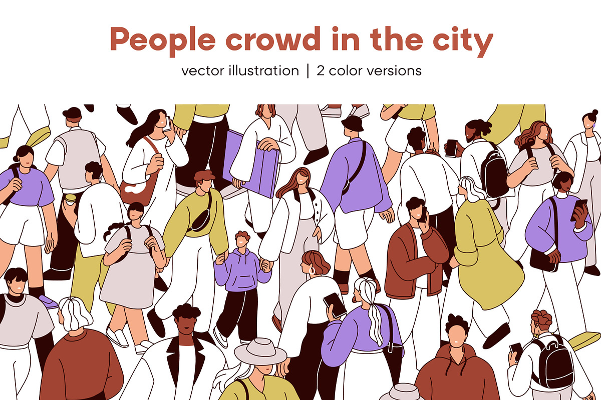 People crowd walking on city street, a Person Illustration by Good Studio (Photo 1 of 3)