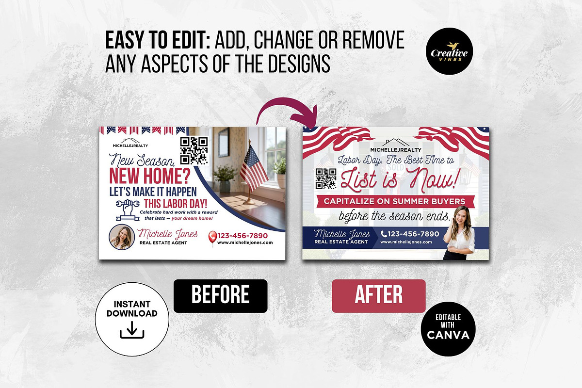 Real Estate Holiday Postcards Canva, a Card Template by CreativeVinesStore (Photo 7 of 8)