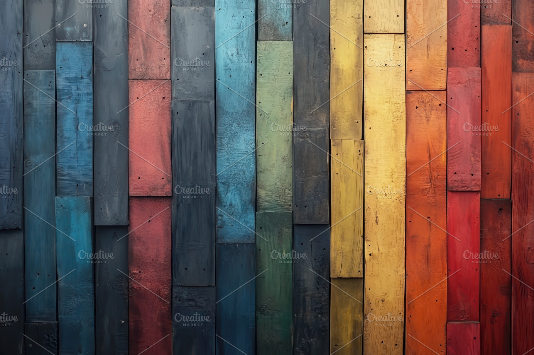 Colorful Wooden Planks Wall Texture, an Abstract Photo by Pixeness Studio