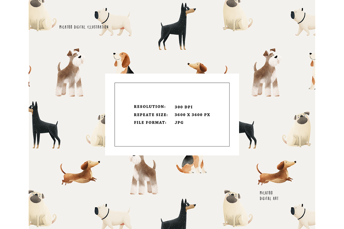 Dog Breeds paws love pattern, a Pattern Graphic by Milatoo (Photo 3 of 4)