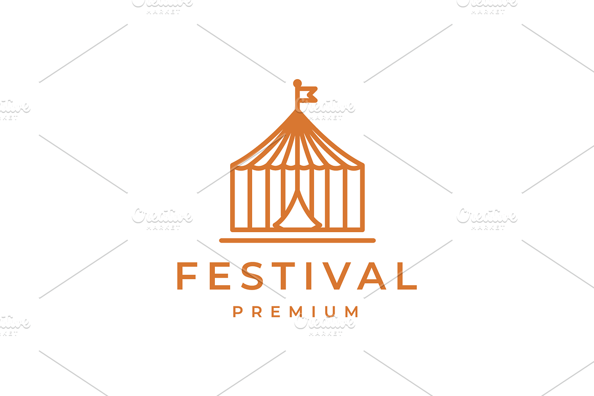 festival tent circus show line logo, a Branding & Logo Template by devastd