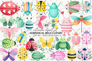 Whimsical Bugs Clipart Bundle, an Illustration by Canvas Craft