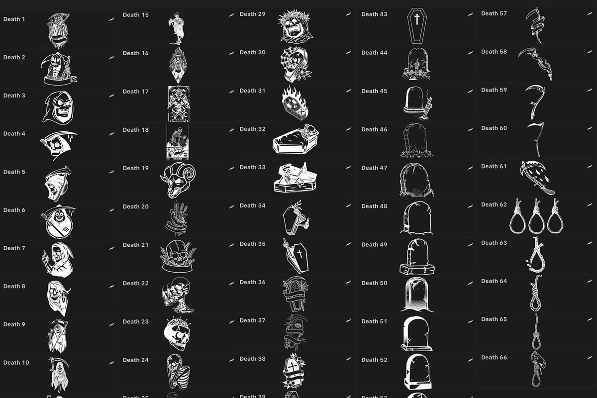 Death - Tattoo Flash Stamp Set, a Brush Add-On by LA Studio Sthlm (Photo 3 of 3)