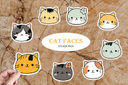 Cat Faces Sticker Pack, an Animal Illustration by natalisart (Thumbnail 1 of 5)
