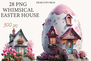 Whimsical Easter House clipart, an Illustration by Designworld
