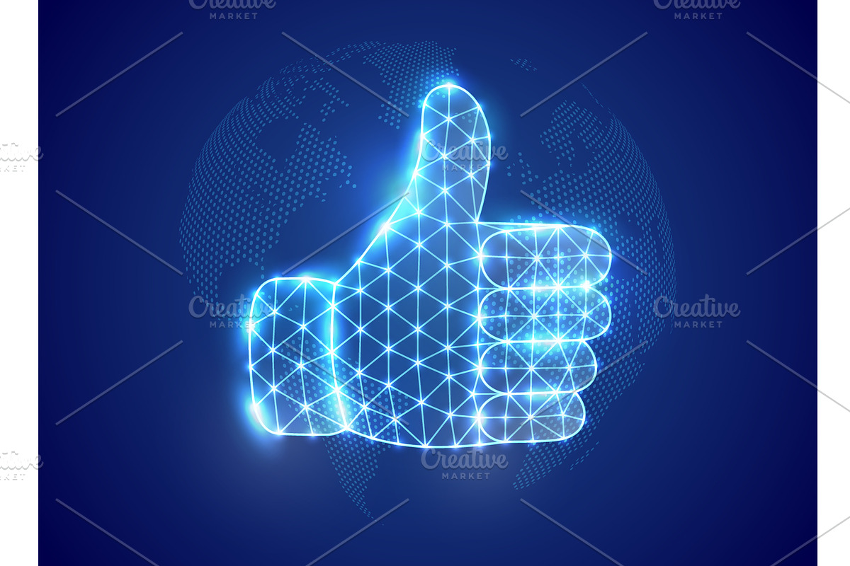 Thumbs up hand gesture glowing in, a Technology Illustration by GraphiShop