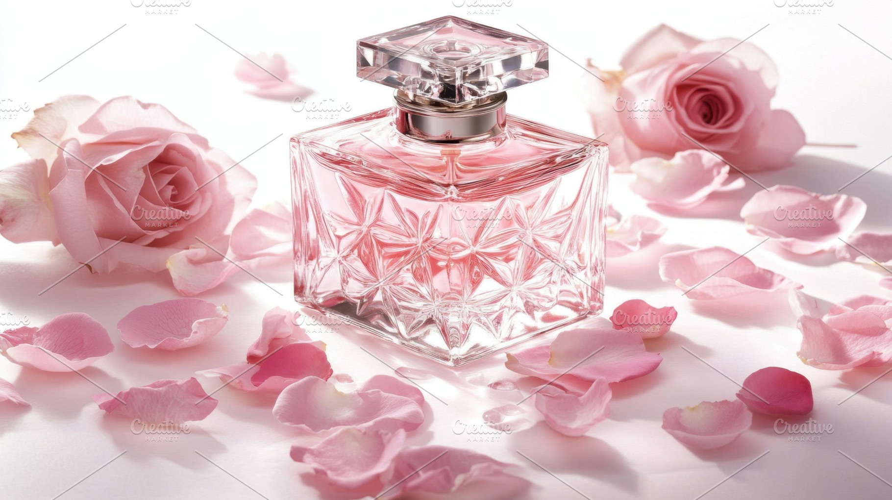 Rose petal perfume bottle, a Photo by Beautiful things