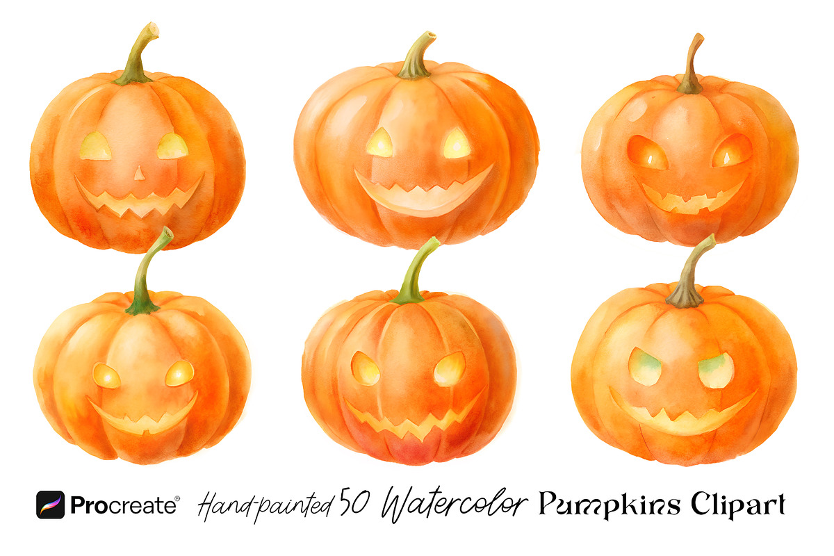 Hand-Painted Watercolor Pumpkins, an Object Graphic by crafty (Photo 4 of 8)