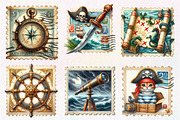 Nautical Pirates Postage Clipart, an Illustration by CreationArt (Thumbnail 4 of 5)