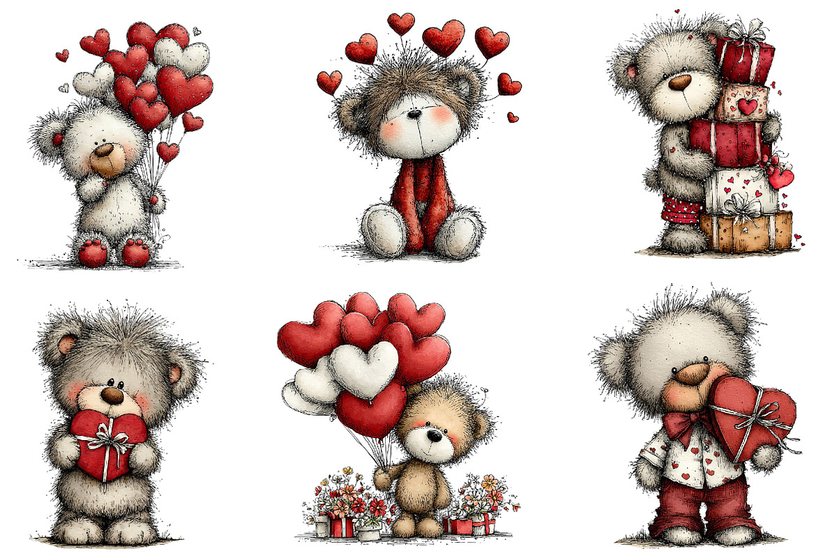 Whimsical Valentine Teddy Bear Clipa, an Illustration by Dream Creation (Photo 5 of 7)
