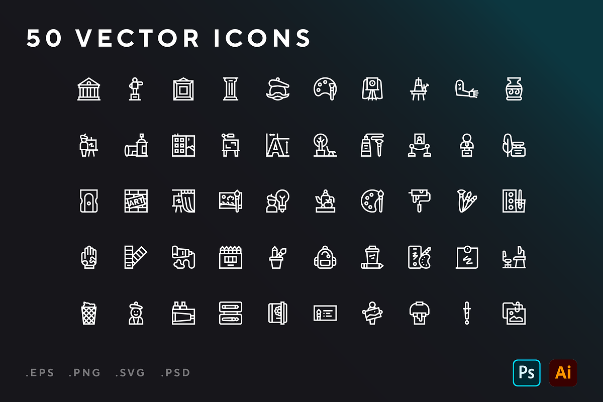 Art And Design icons, an Outline Icon by Wencory (Photo 1 of 2)