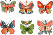 Christmas Butterfly Watercolor, an Illustration by Black Bird Studio (Thumbnail 3 of 6)