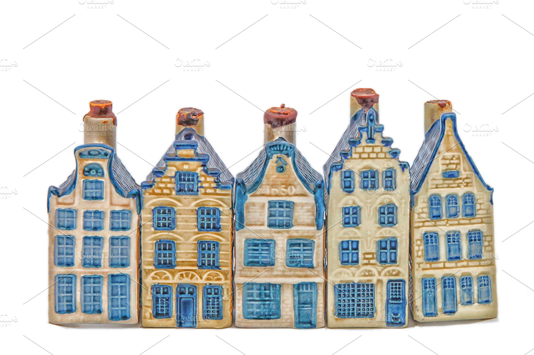 Five Delft Blue Houses