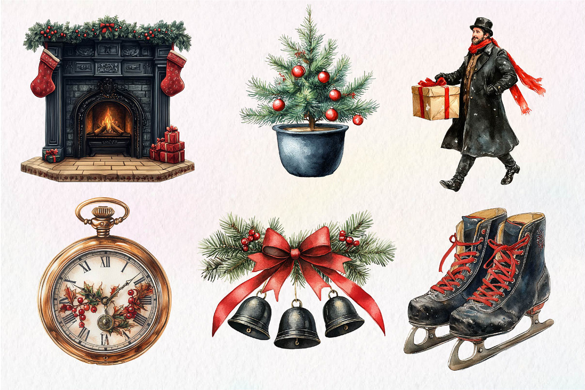 Victorian Christmas Clipart, an Illustration by Dream Creation (Photo 3 of 7)