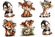 Cute Animals Clipart, an Animal Illustration by DreamArtGraphic (Thumbnail 2 of 5)