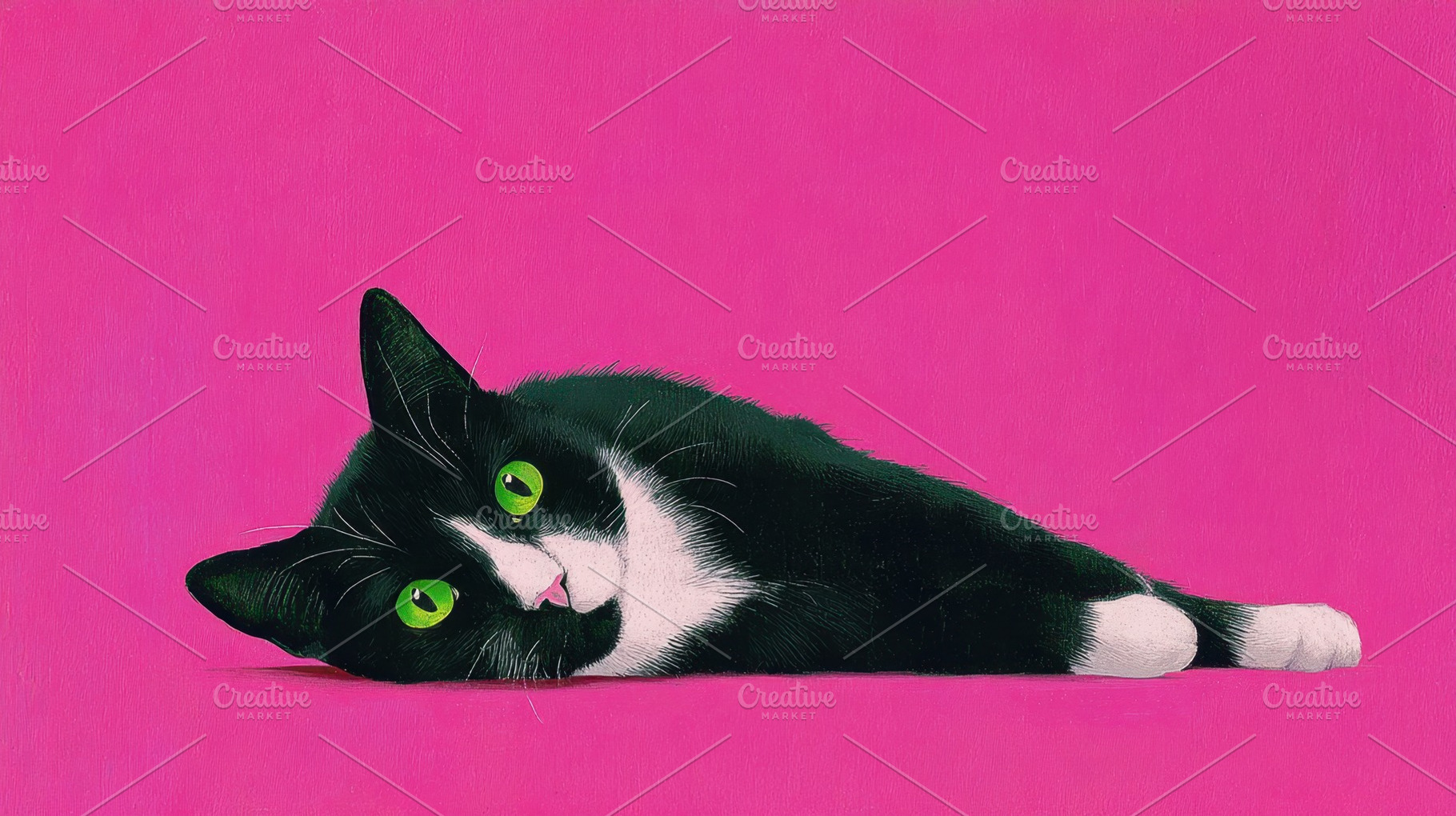 Black cat on pink background, a Photo by Beautiful things