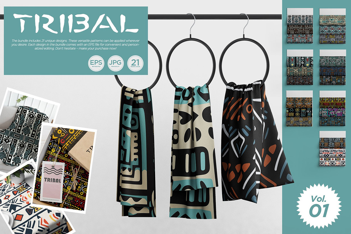 Ethnic-Inspiredf Tribal Pattern Set, a Pattern Graphic by Vibrand Studio (Photo 4 of 12)