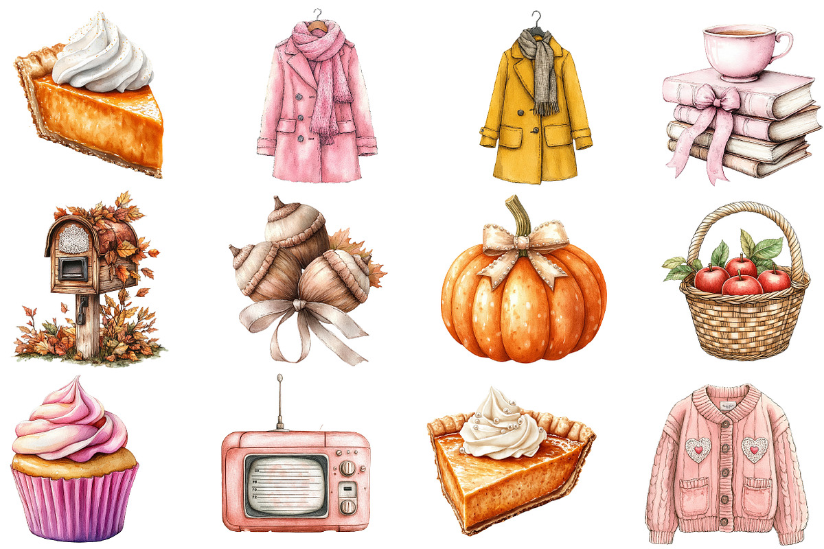 Hand-drawn Coquette Autumn Clipart, an Illustration by Designworld (Photo 3 of 9)