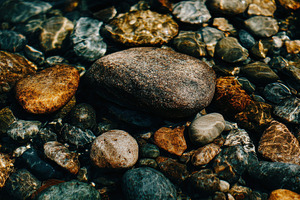 Pebbles in Mountain Stream, a Nature Photo by Virgo Studio