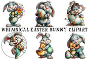 Whimsical Easter Bunny Clipart, an Illustration by OK Design (Thumbnail 2 of 6)