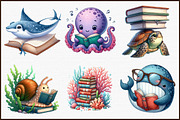 Undersea Reading Clipart, an Illustration by Sublimation Artist (Thumbnail 3 of 6)