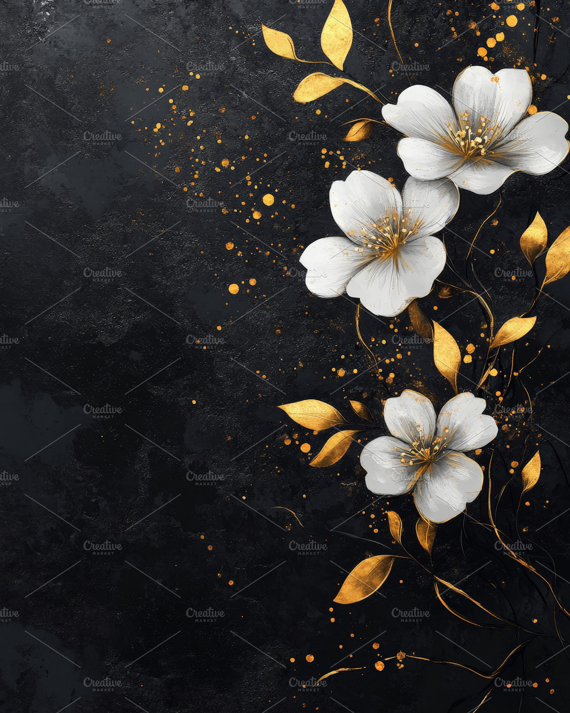 Floral Gold Abstract Artwork, an Abstract Photo by Hamza067