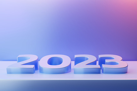 The number 2023 on blue background