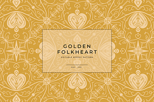 Golden Folkheart Seamless Pattern, a Pattern Graphic by dxxb studio
