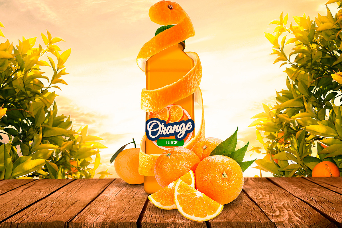Bottle Juice Mockup Advertising, a Mockup by rogeriomarcos (Photo 1 of 11)