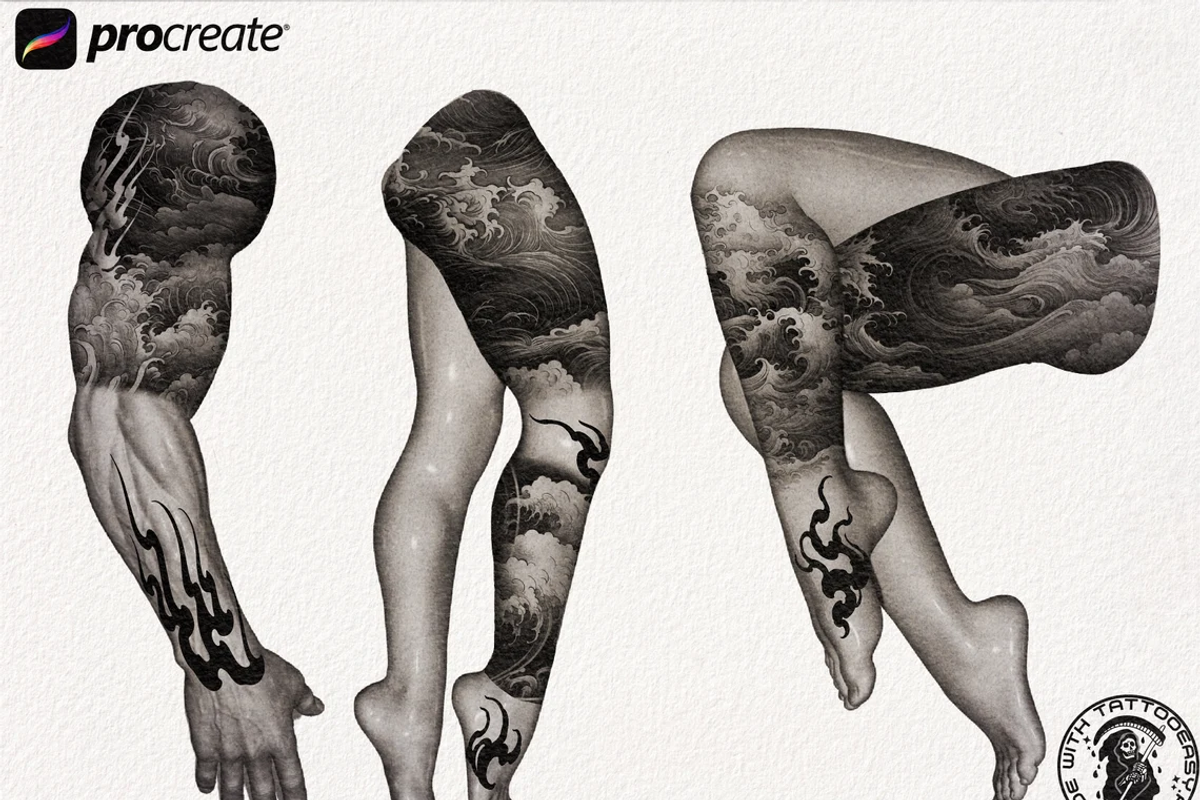 Procreate - Japanese tattoo, a Brush Add-On by Studio.Valhalla (Photo 3 of 10)