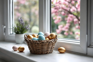 Colored or decorated Easter eggs, a Holiday Photo by Volff