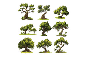 Woodland trees cartoon vector set, an Object Illustration by Valerie Bodnar