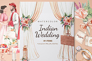 Indian Wedding Watercolor, a Person Illustration by CreativeValuation (Thumbnail 1 of 13)