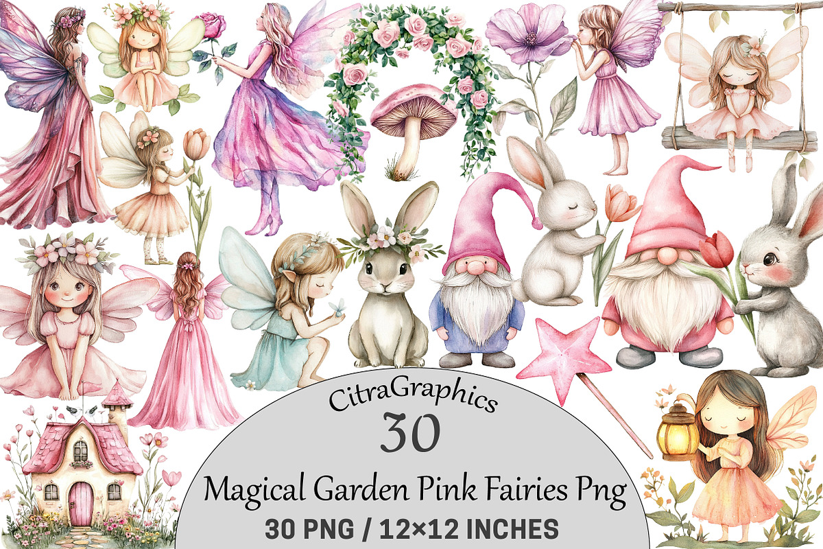 Magical Garden Pink Fairies, an Illustration by CitraGraphics (Photo 1 of 5)