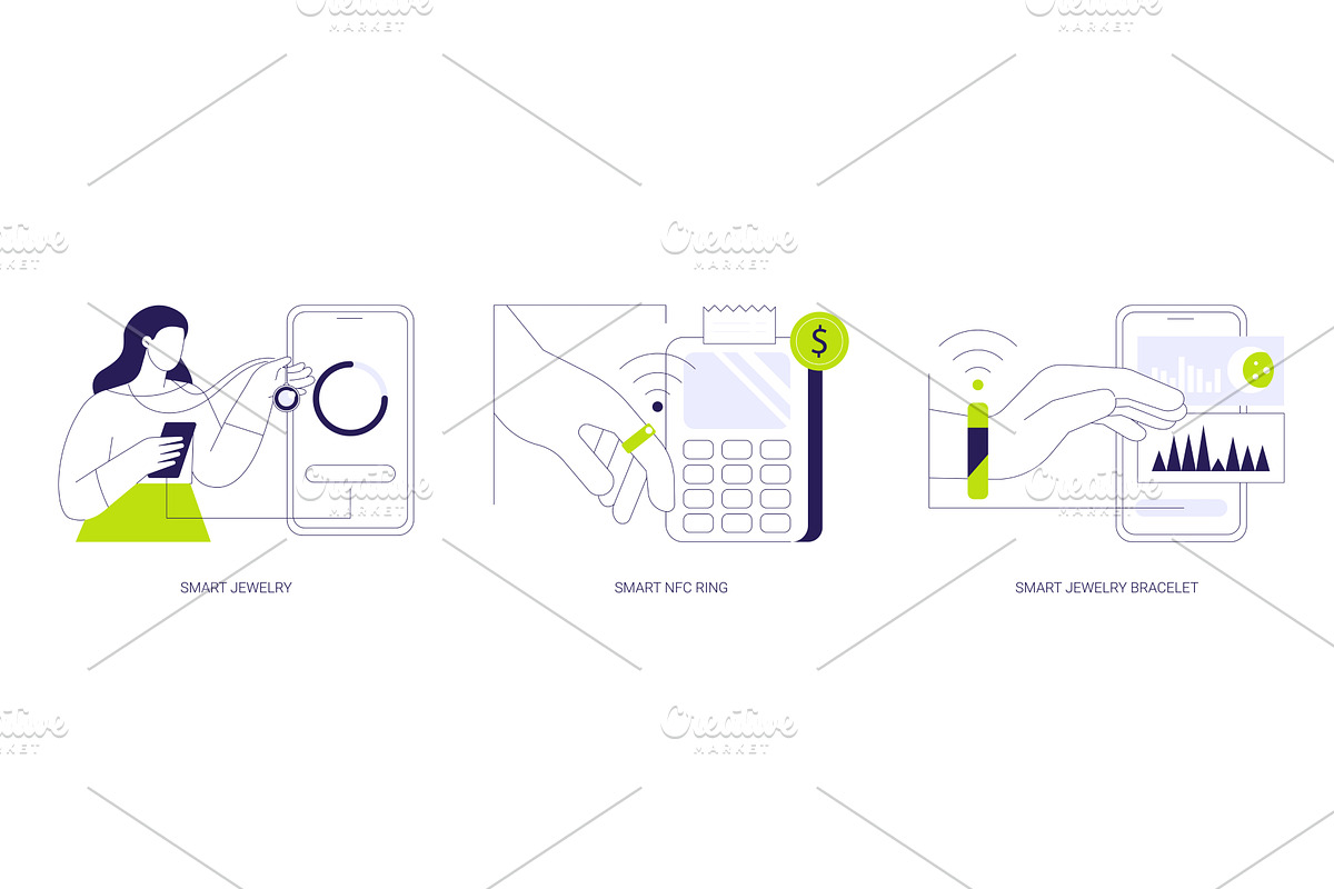 Smart jewelry isolated cartoon, a Technology Illustration by Visual Generation