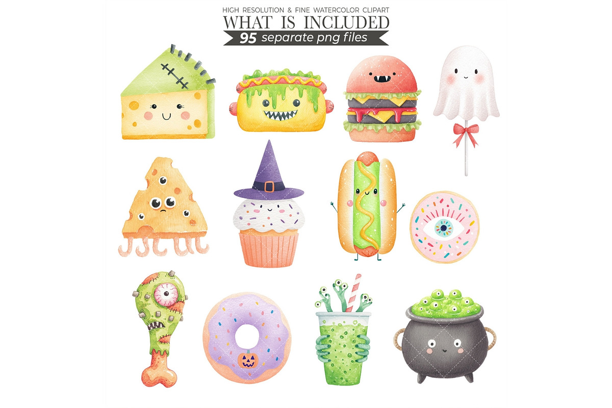 Watercolor Halloween Treats Clipart, an Illustration by CharmClipart (Photo 9 of 10)