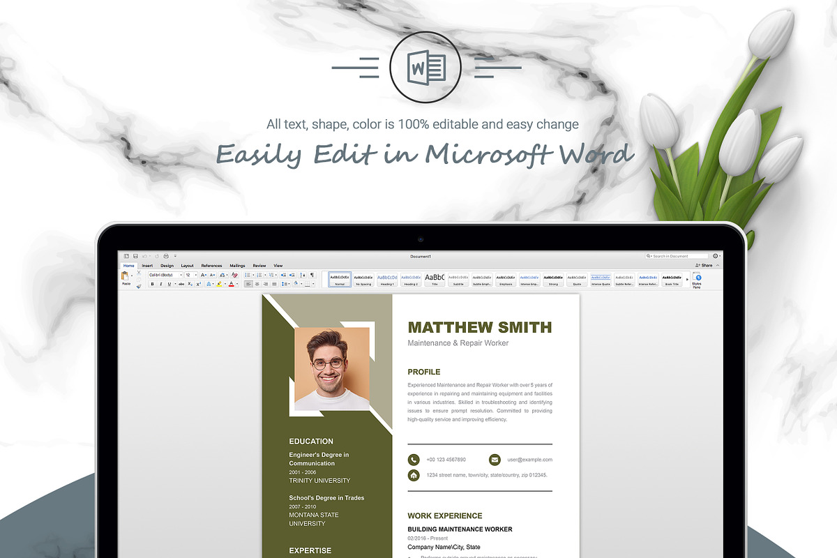 Professional CV/Resume Template, a Resume Template by ResumeInventor (Photo 5 of 6)