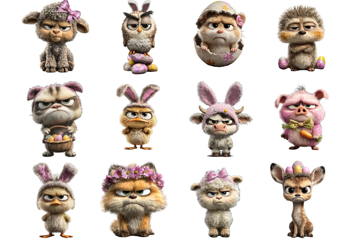 Whimsical Easter Grumpy Animal, an Illustration by Designking (Photo 3 of 5)