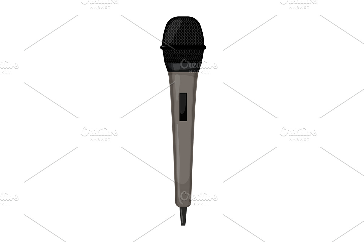 voice mic microphone music cartoon, an Illustration by pikepicture