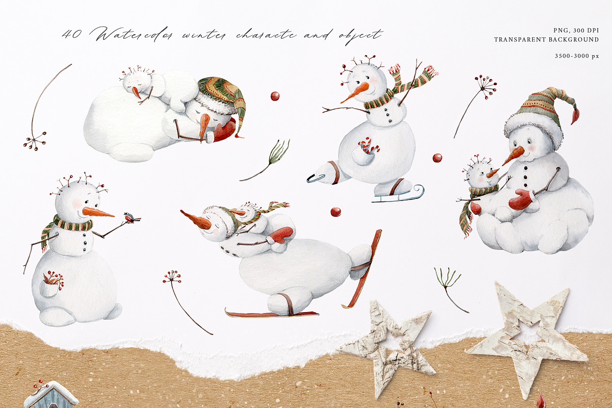 SNOWMANIA Watercolor set, an Illustration by Lemaris (Photo 2 of 6)