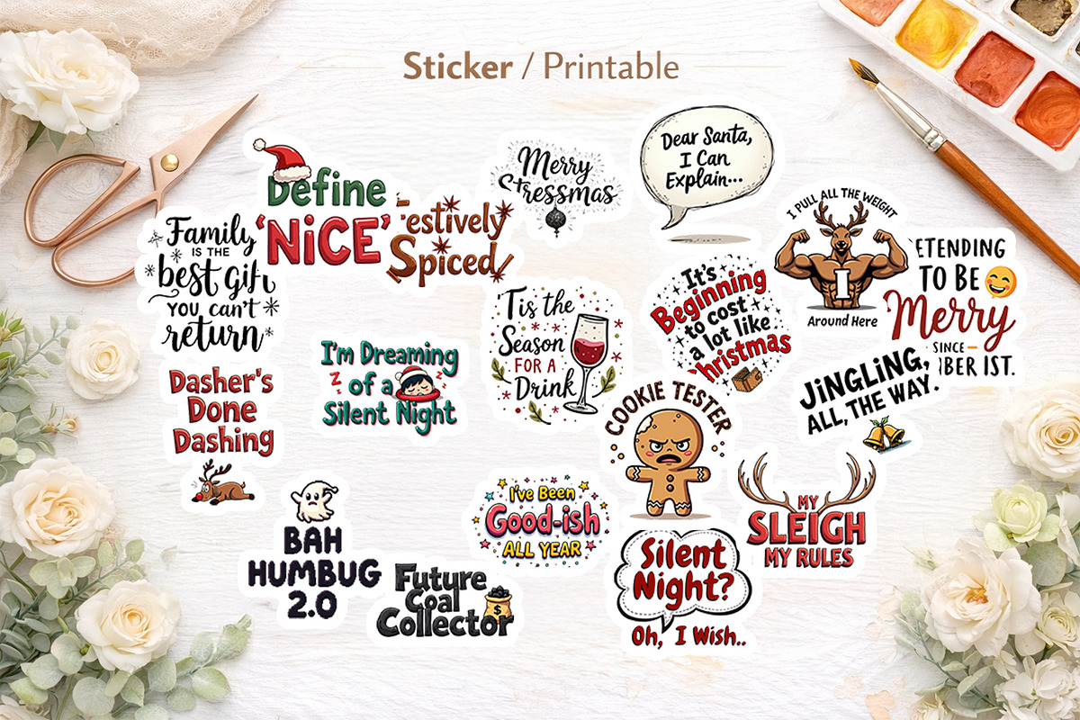 Grumpy Holiday Sassy Quote Clipart, an Illustration by Artnoy (Photo 5 of 8)