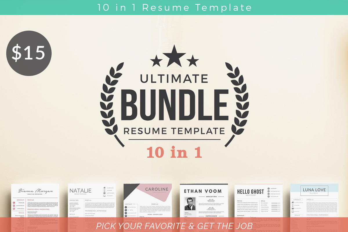 10 in 1 Resume Templates Bundle, a Resume Template by Quality Resume