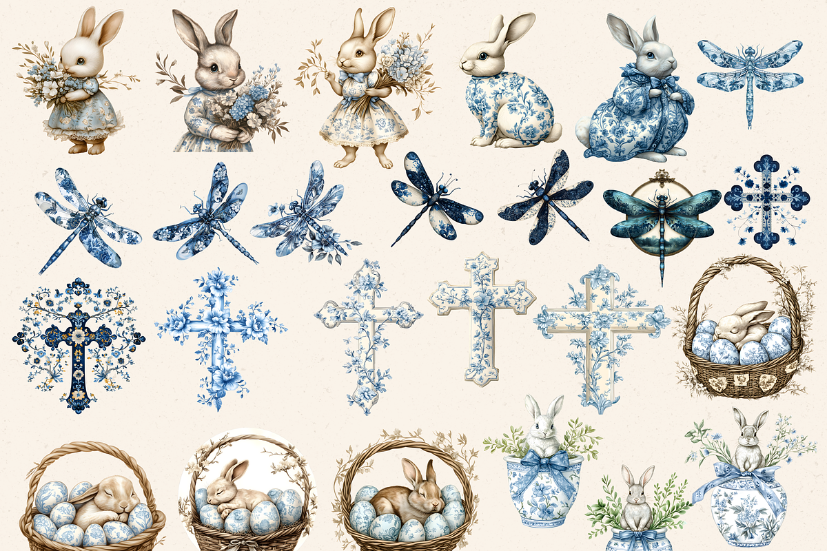 CHINOISERIE EASTER CLIPART PACK, a Seasonal Illustration by Daring Digies (Photo 4 of 8)