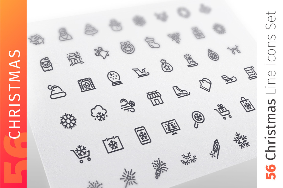 Christmas Line Icons Set, an Outline Icon by Voysla's Shop (Photo 1 of 4)